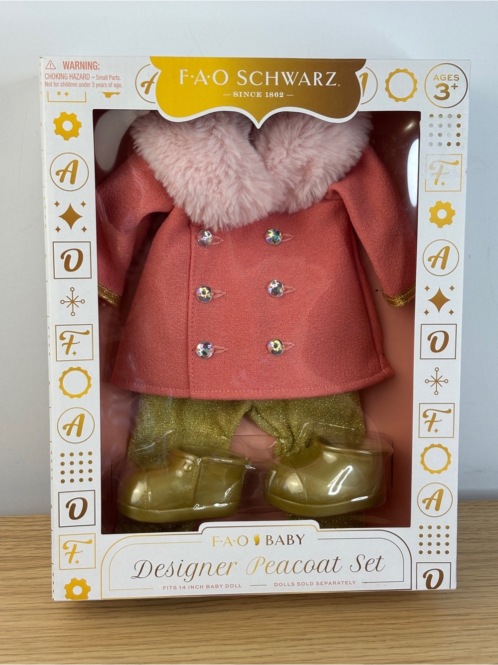 FAO Schwarz Baby Designer Peacoat Set - Pink & Gold NEW!